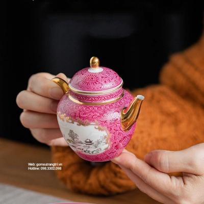 BỘ ẤM CHÉN CẢNH TUYẾT HỒNG